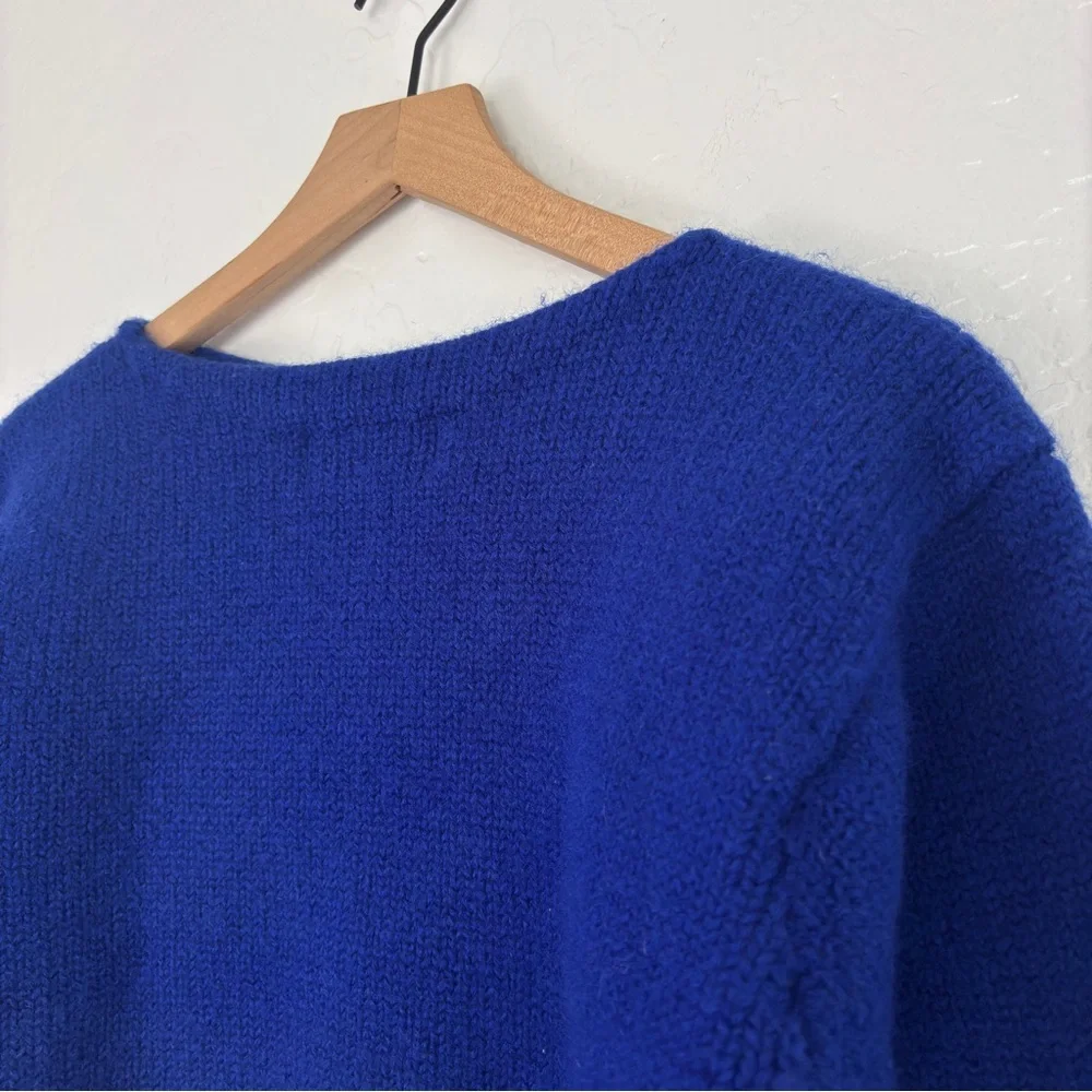 Vintage Ralph Lauren 100% Wool Knit Navy Blue Pullover Sweater Logo Crest - Picture 6 of 7